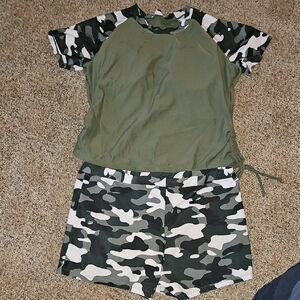 Green and Camo Swim suit